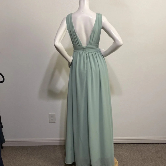 Lulu's NEW Heavenly Hues Sage Green Brush Sleeveless V-Neck Maxi Dress Size XS - Picture 7 of 12